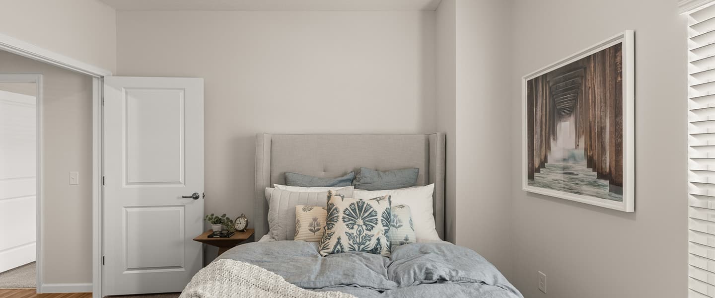 Bedroom of a Powell Ohio apartment unit