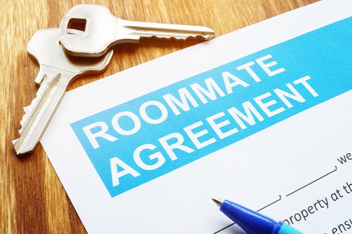 Roommate agreement for rent room and keys