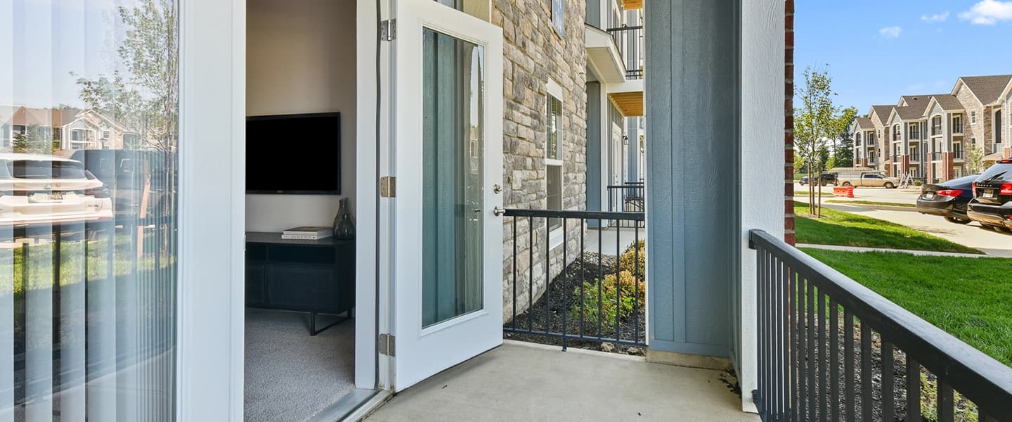 Balcony with space for chairs and enjoying the outdoors